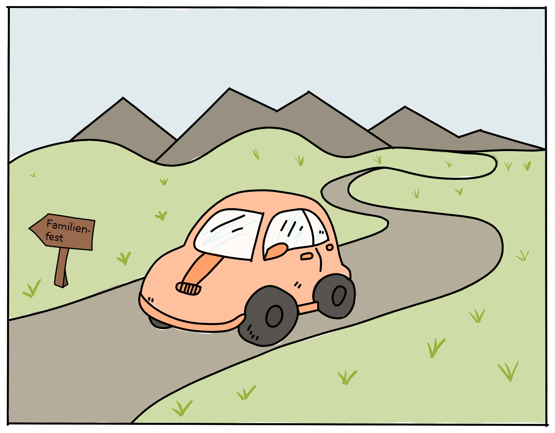 Autofahrt zum Familienfest
